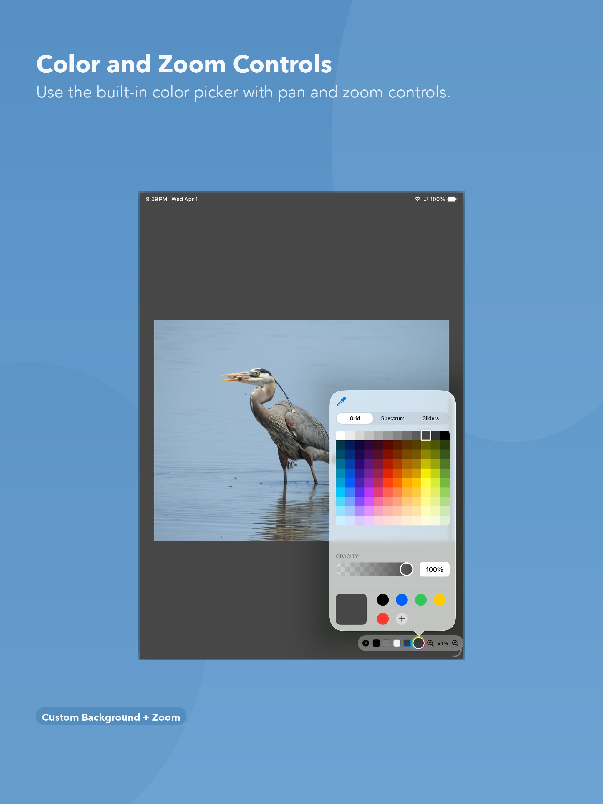 doPreview iPad composition showing color and control features.